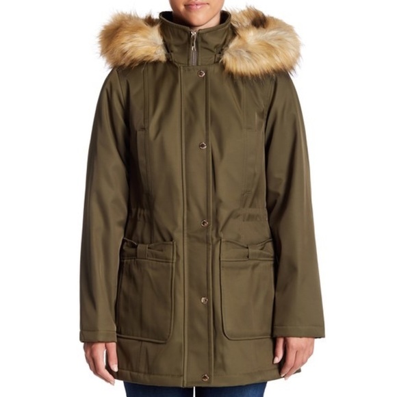 Kate Spade • Woven Faux Fur Trim Hooded Parka - Picture 1 of 14
